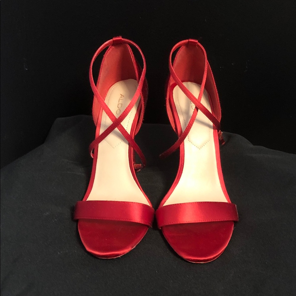 Aldo 🔥 Crimson Strappy Satin Heels